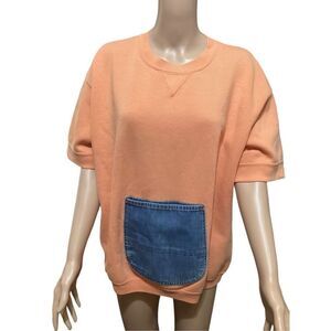 Vintage Denim Pocket Short Sleeve Sweatshirt L